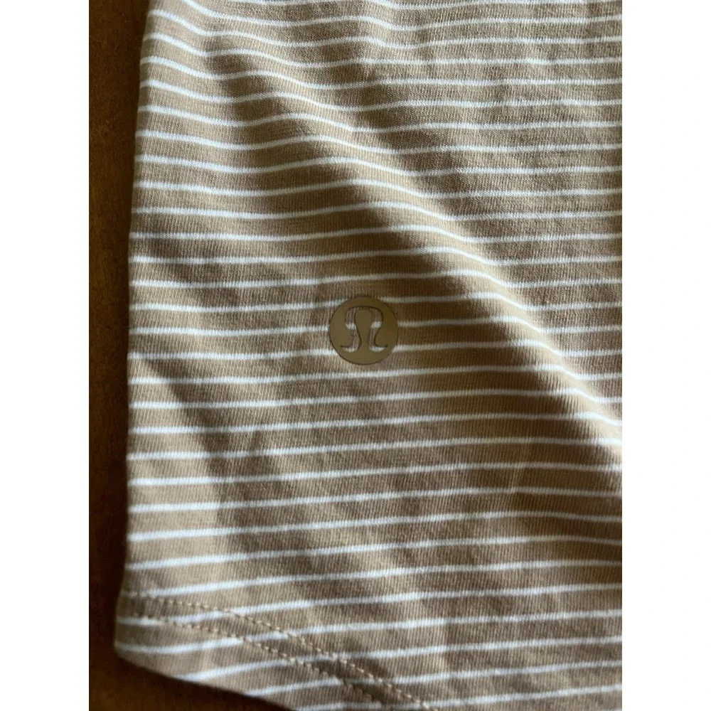 Lululemon Women's Love Tank Pleated Modern Stripe Striped Camel Tan